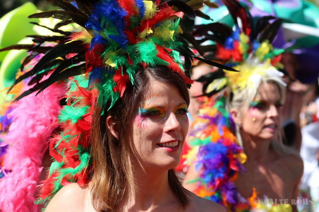 Woman with a beautiful fancy dress during the Carnival der Kulturen 2015 in Bielefeld