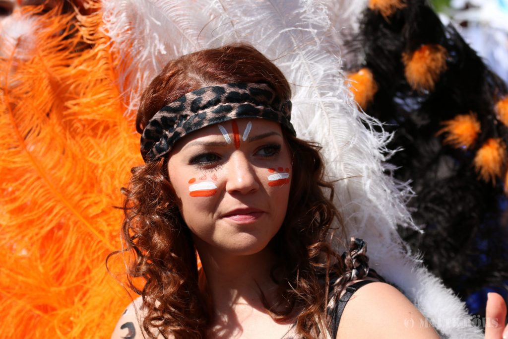 Woman with a beautiful fancy dress during the Carnival der Kulturen 2015 in Bielefeld