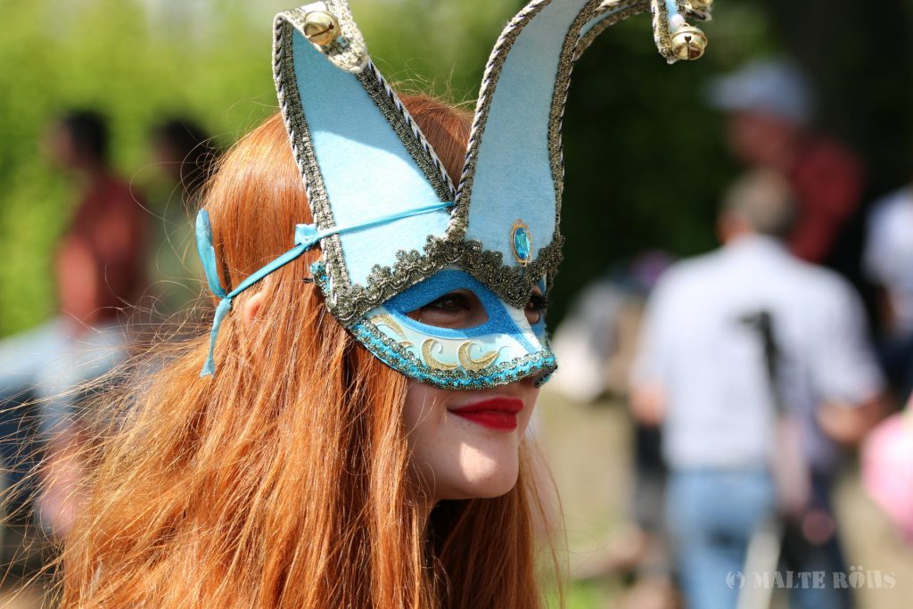 Woman with a beautiful fancy dress during the Carnival der Kulturen 2015 in Bielefeld