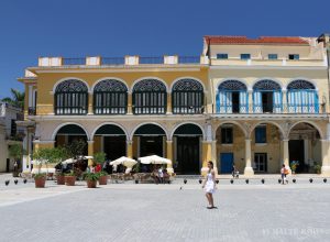 Beautiful renovated colonial buildings in La Habana Vieja, Cuba