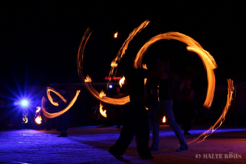 Fire performance on the fire space during the European Juggling Convention (EJC) 2016 in Almere, Netherlands