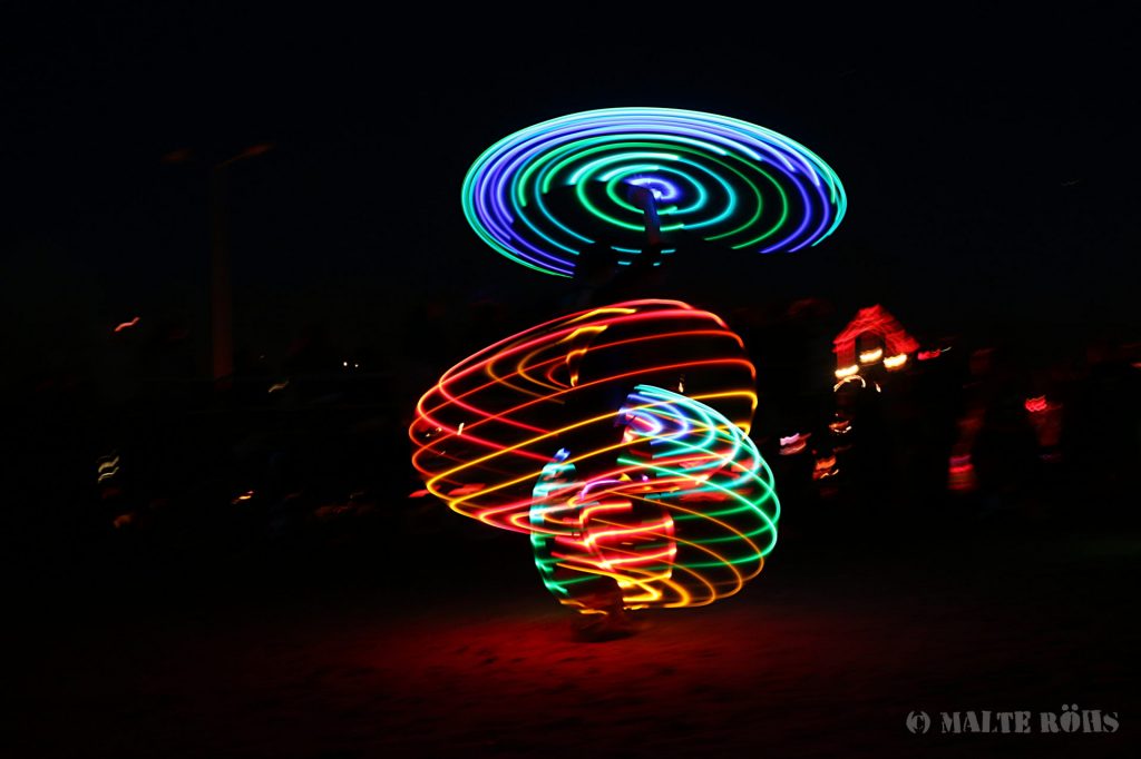 Betty playing an LED hula hoop during the European Juggling Convention (EJC) 2016 in Almere, Netherlands